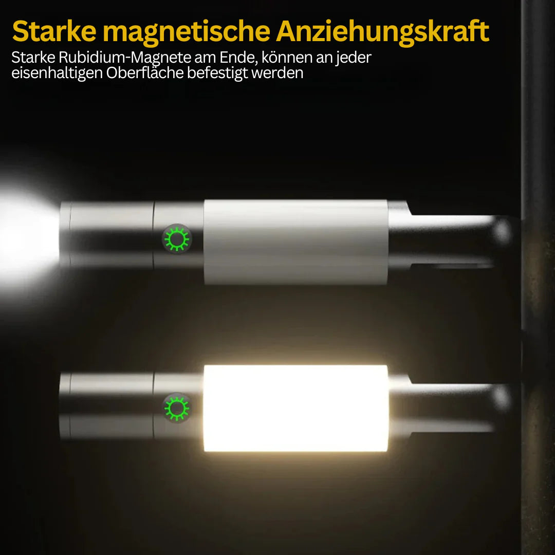 LED-ficklampa med flerfärgade filter – uppladdningsbar USB-C-lampa med camping- och nödbelysningsfunktion