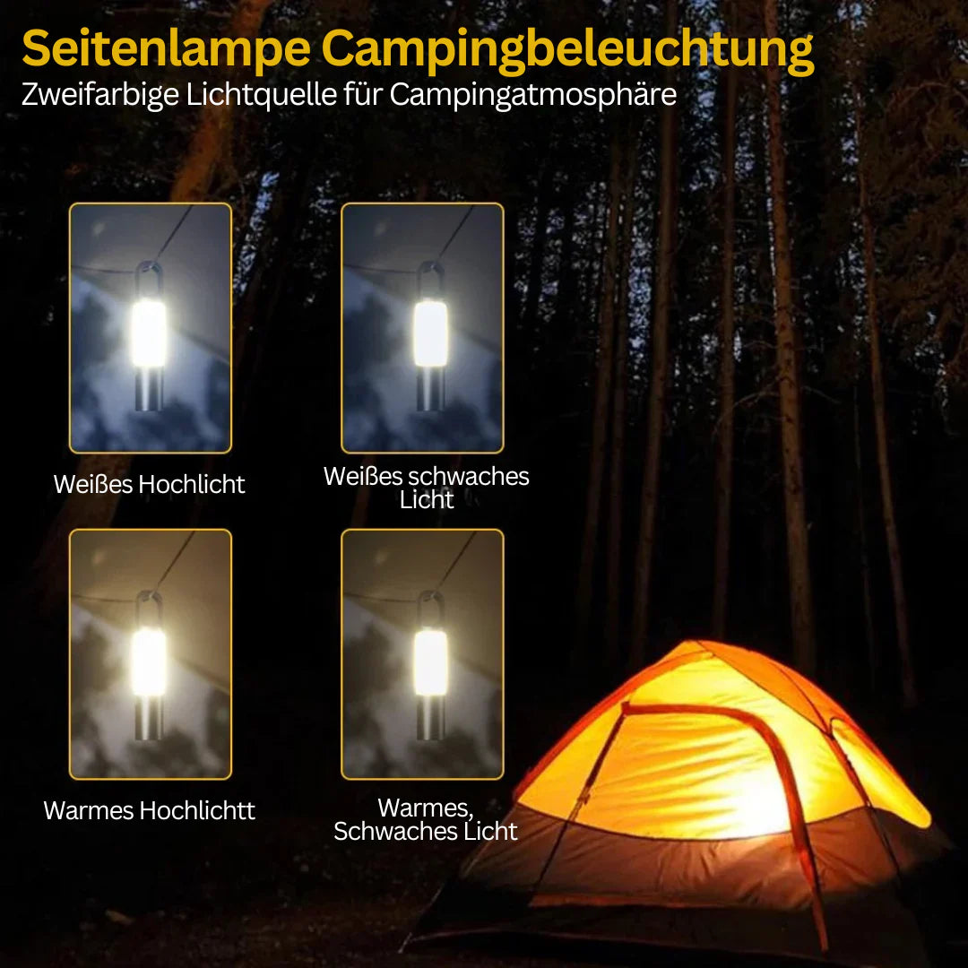LED-ficklampa med flerfärgade filter – uppladdningsbar USB-C-lampa med camping- och nödbelysningsfunktion