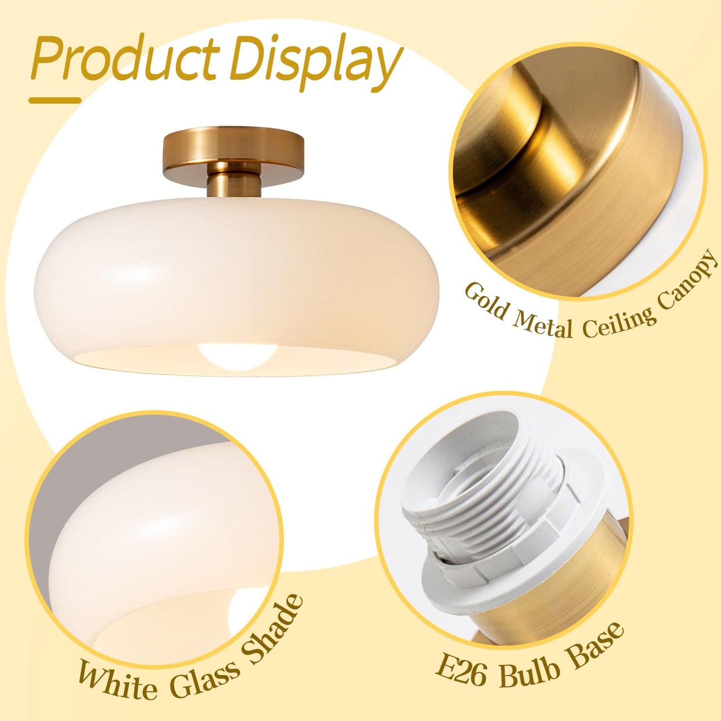 Vintage Rund Glas Taklampa