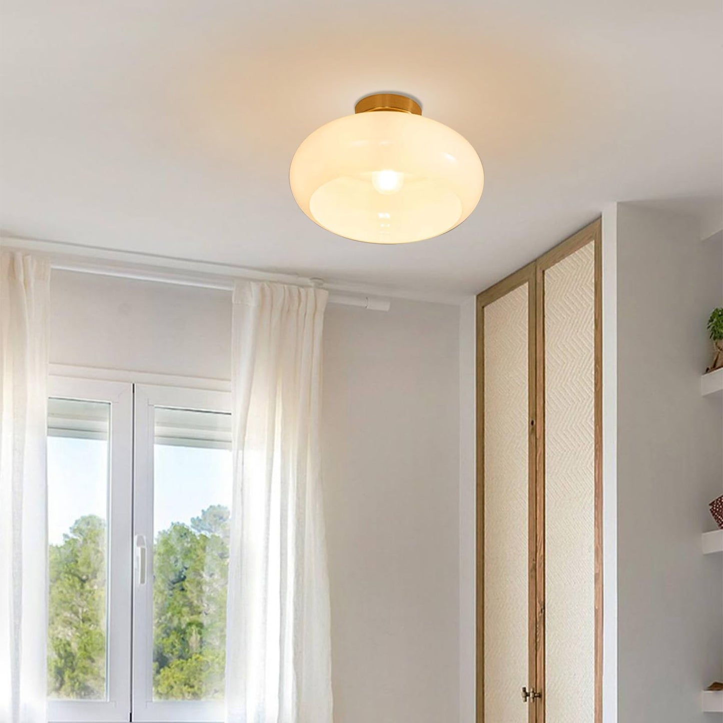 Vintage Rund Glas Taklampa