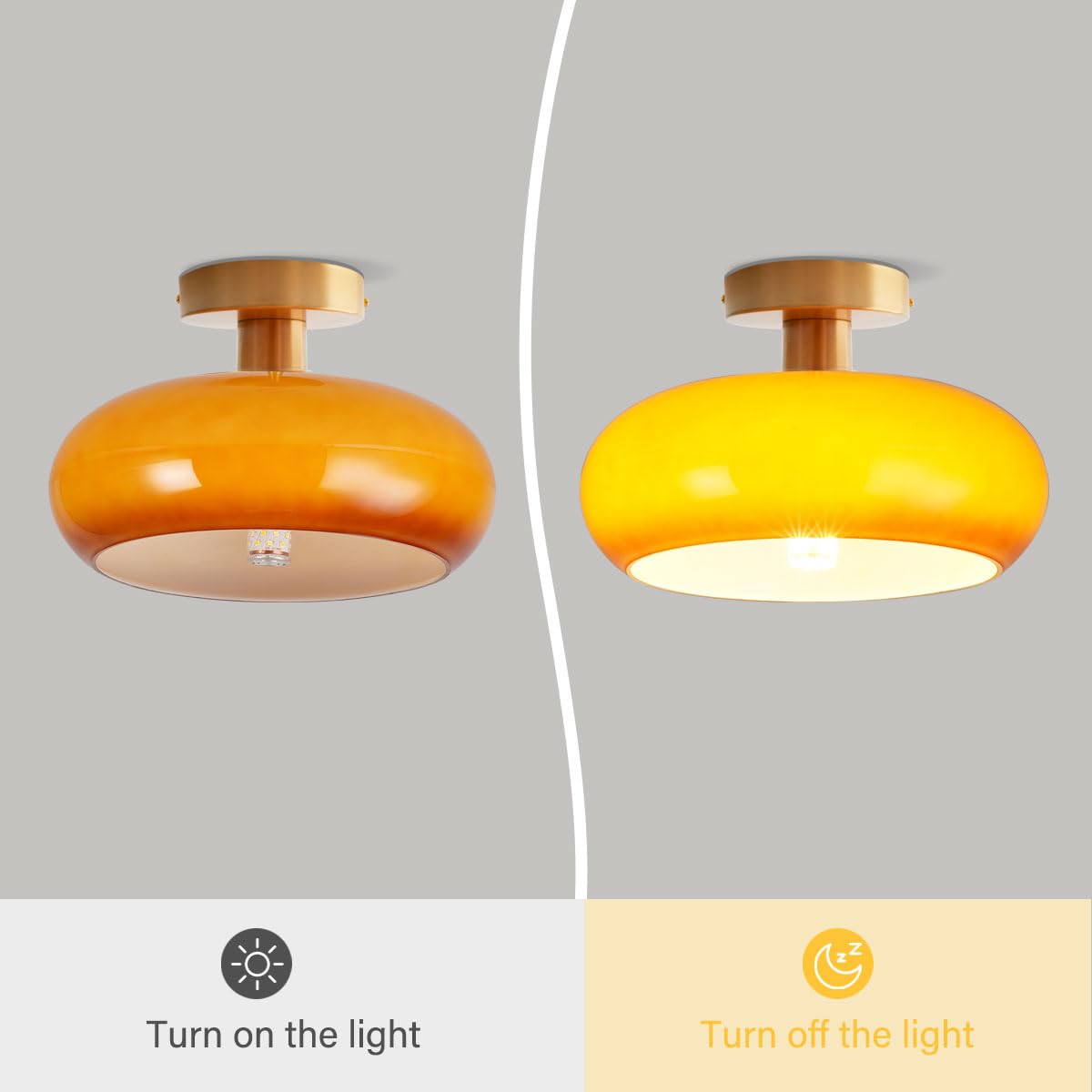 Vintage Rund Glas Taklampa