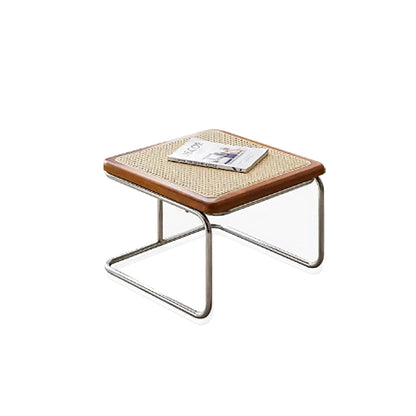 Solvia Cane | Rund soffbord av rotting med glasbordskiva i mid-century stil