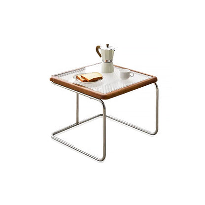 Solvia Cane | Rund soffbord av rotting med glasbordskiva i mid-century stil