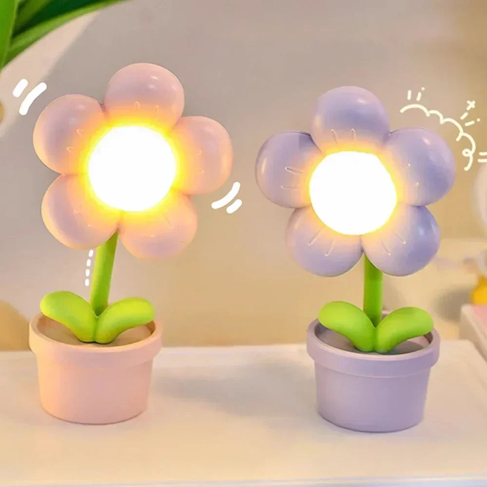 Söt blomster-nattlampa för barn – LED bordslampa i blomsterdesign för barnrummet