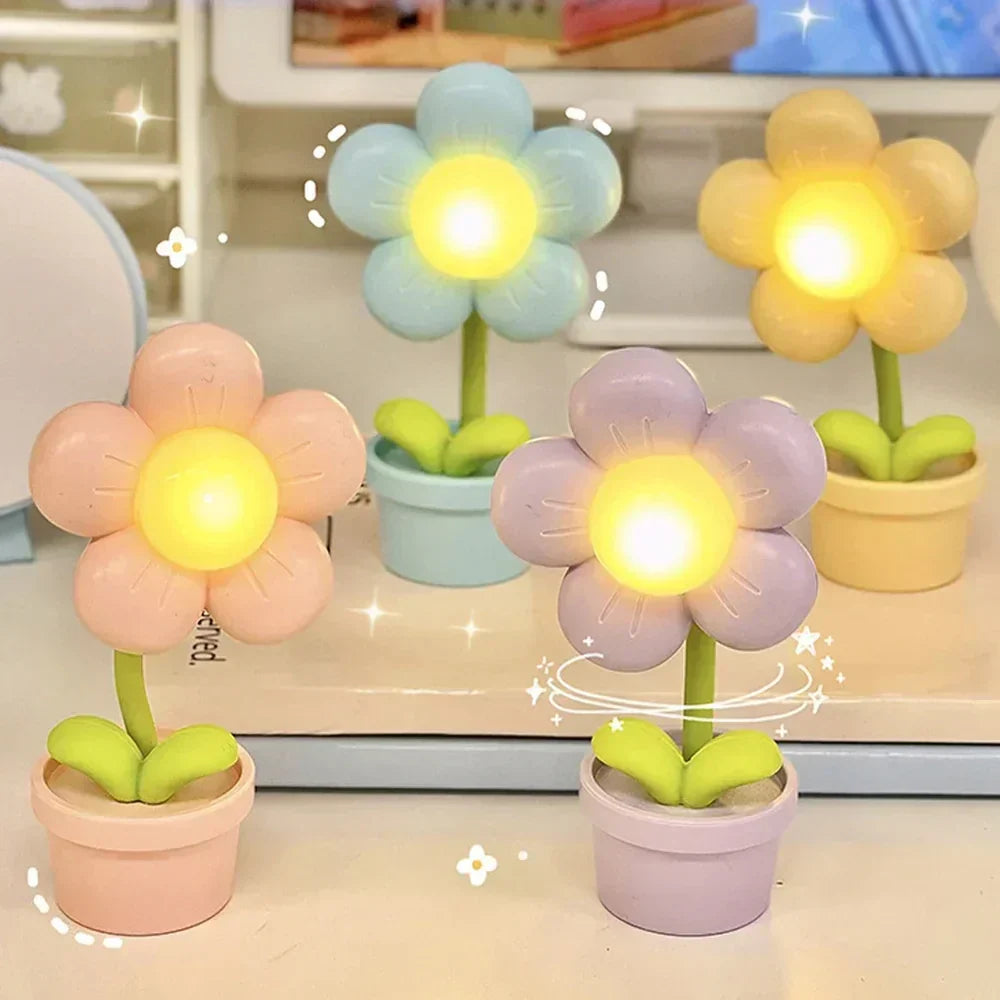 Söt blomster-nattlampa för barn – LED bordslampa i blomsterdesign för barnrummet