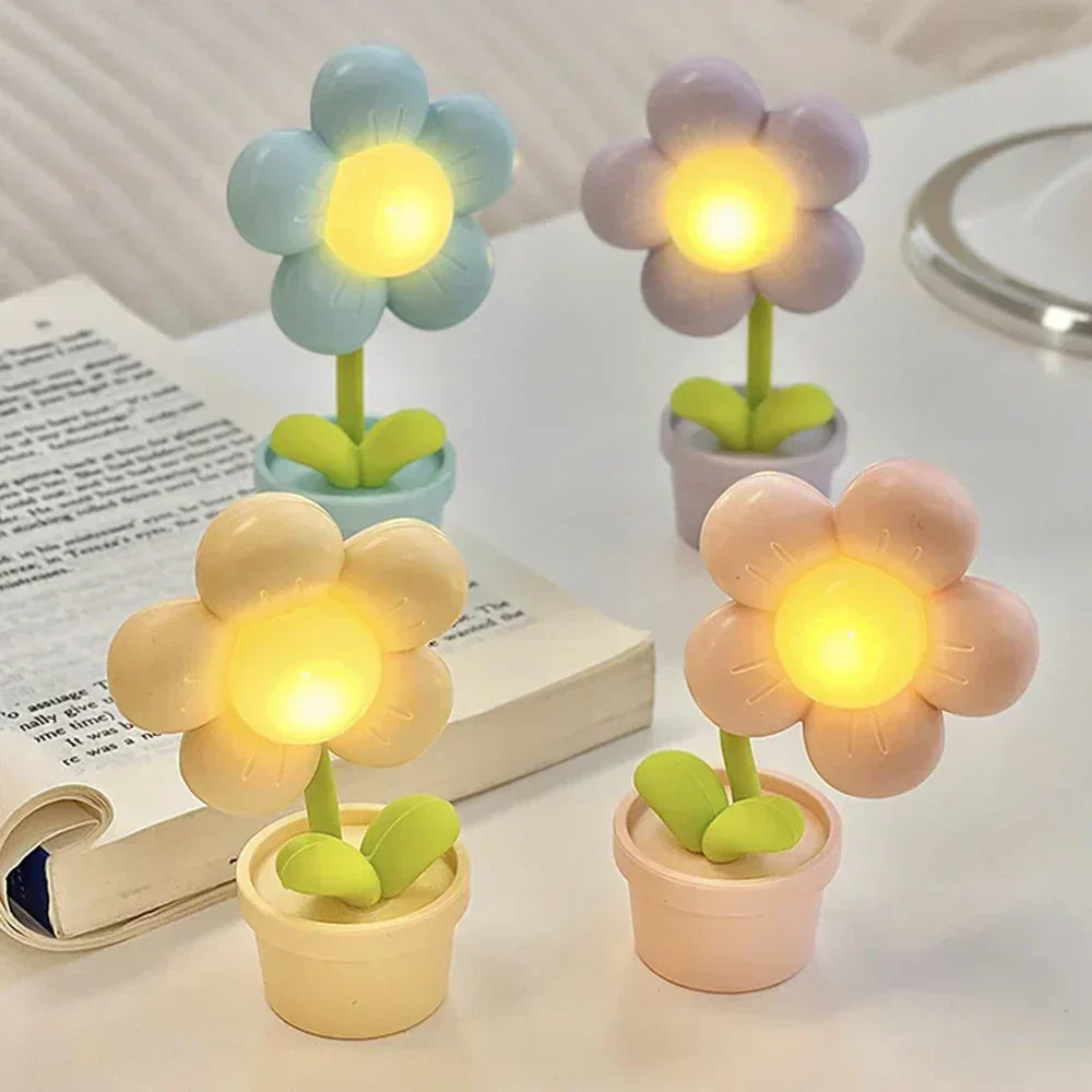 Söt blomster-nattlampa för barn – LED bordslampa i blomsterdesign för barnrummet