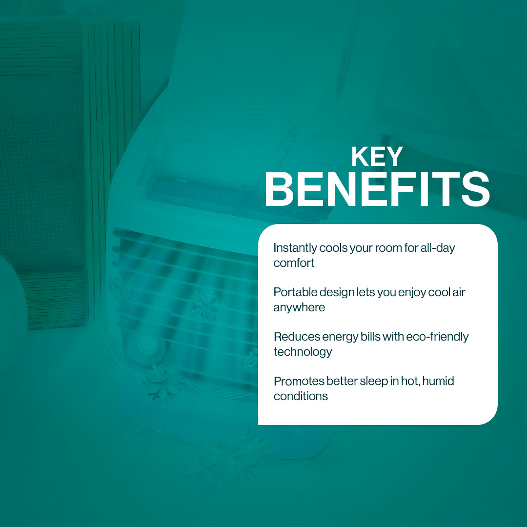 Carvallo Mini Luftkylare med PolarWave-teknologi | Extremt Tyst & Uppladdningsbar | Bärbar & Energibesparande | För Kontor, Sovrum & På Färden