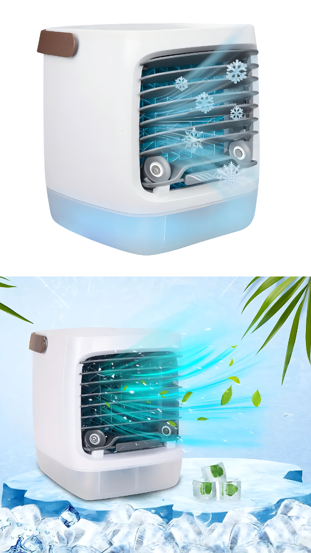 Carvallo Mini Luftkylare med PolarWave-teknologi | Extremt Tyst &amp; Uppladdningsbar | Bärbar &amp; Energibesparande | För Kontor, Sovrum &amp; På Färden