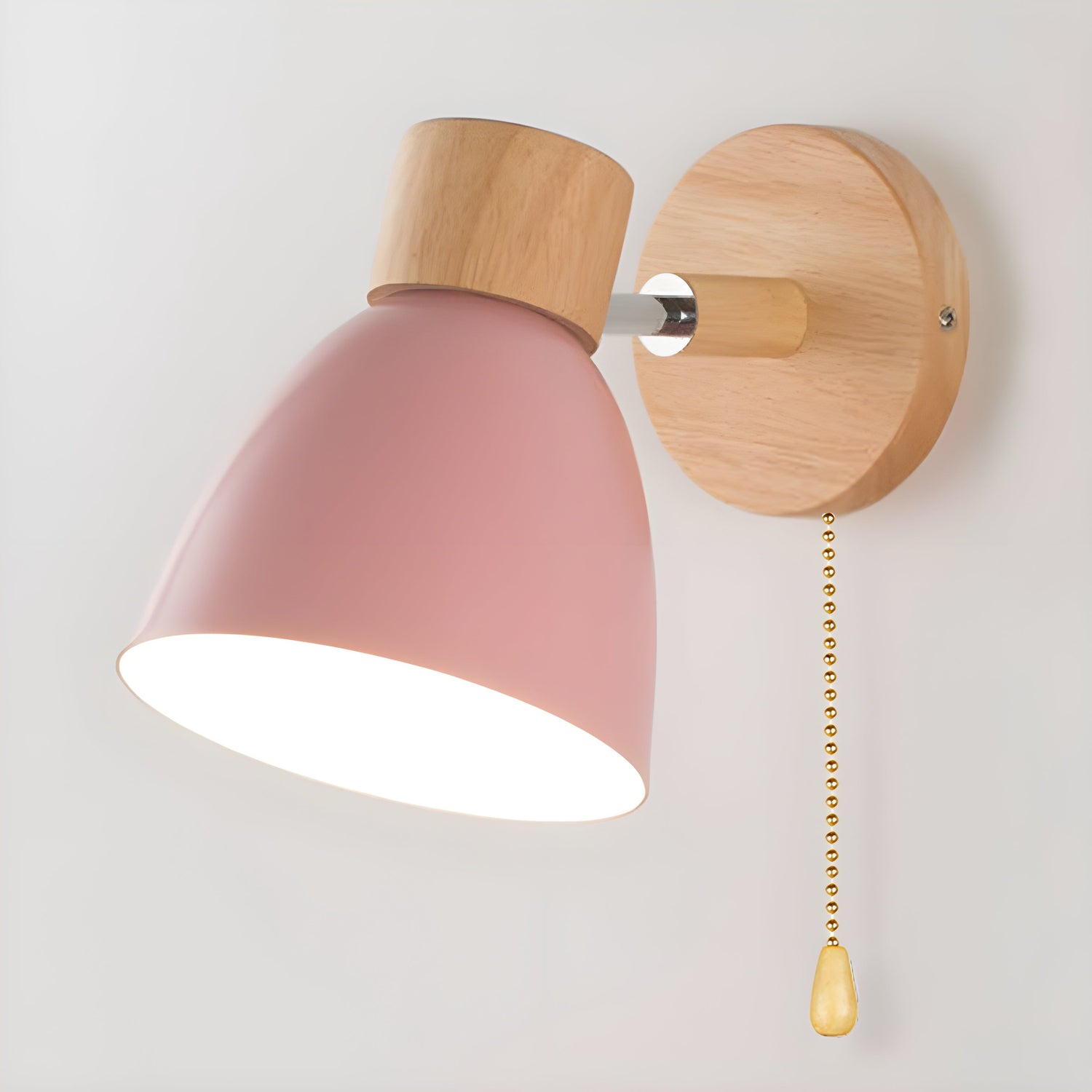 Trä Nordisk Vägglampa med Strömbrytare för Mysigt Sovrum