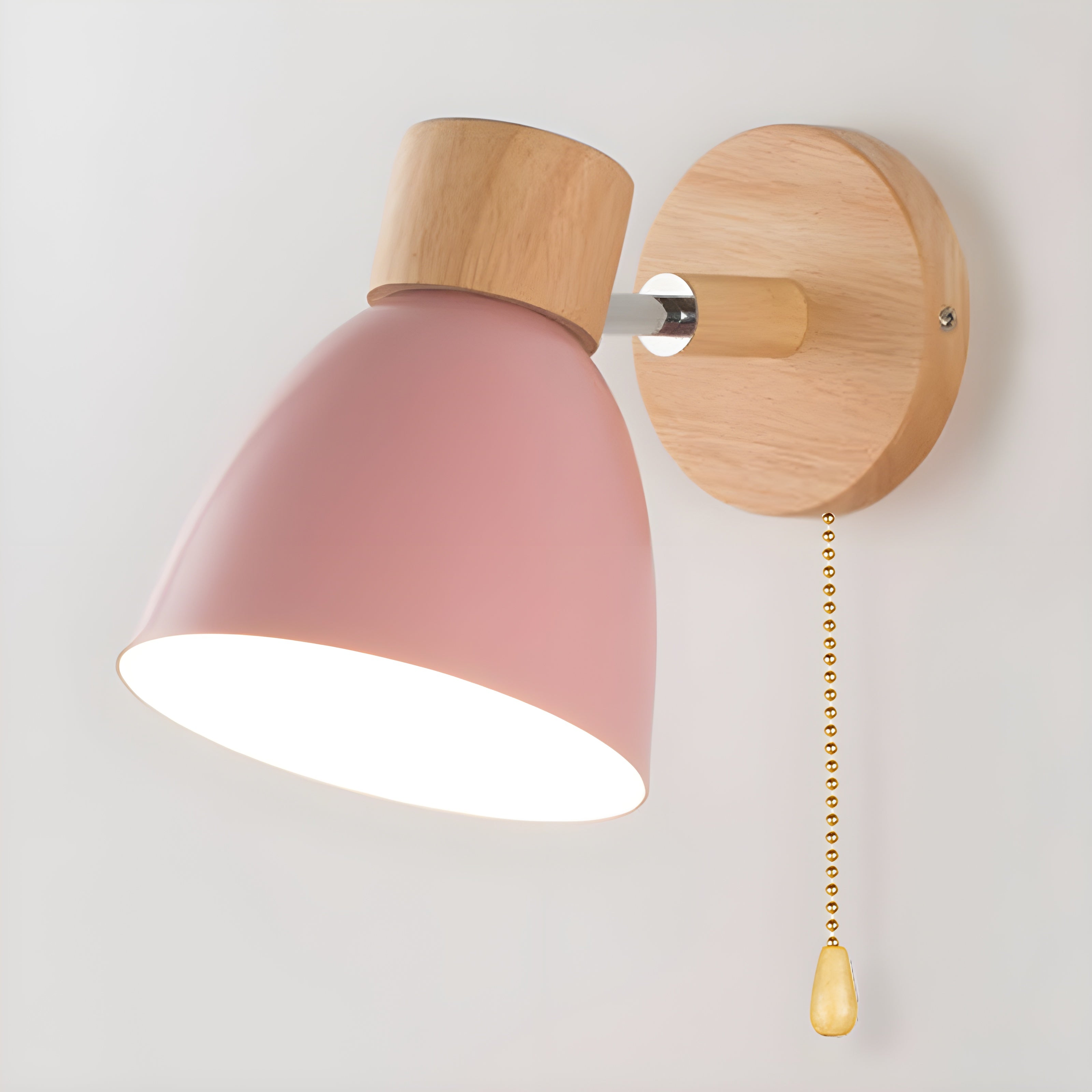 Trä Nordisk Vägglampa med Strömbrytare för Mysigt Sovrum