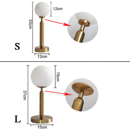 LuminousOrb - LED Glasboll Mässing Bordslampa