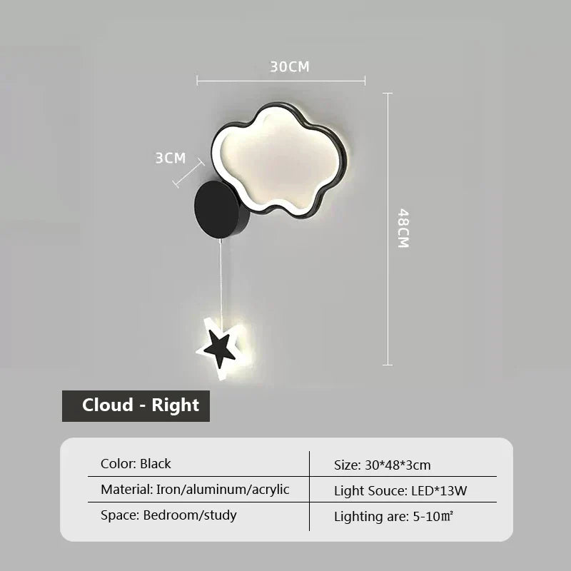 LumiDroom - Moln Stjärna Måne LED-Vägglampa
