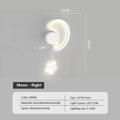 CelestiGlow – Vägglampa med Moln, Stjärnor och Måndesign