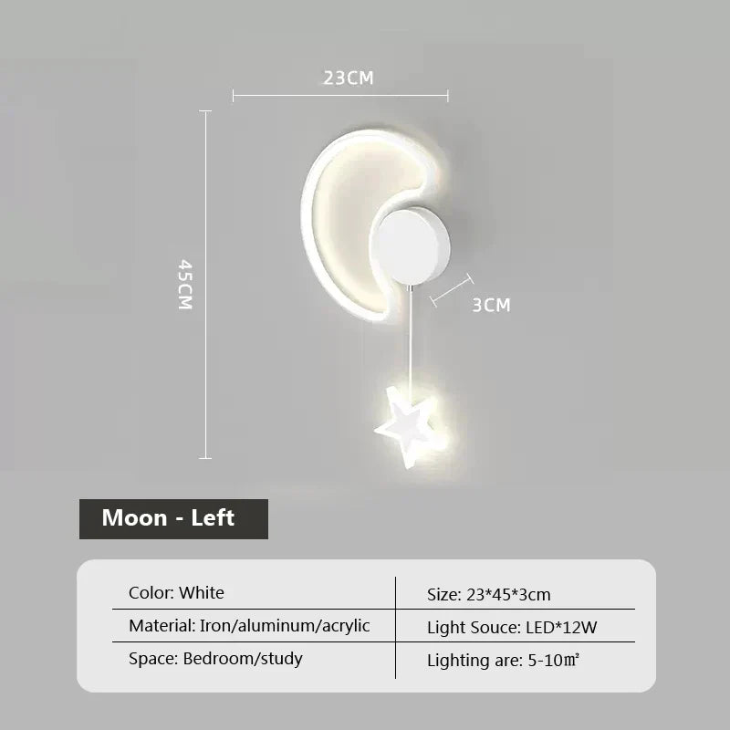 CelestiGlow – Vägglampa med Moln, Stjärnor och Måndesign