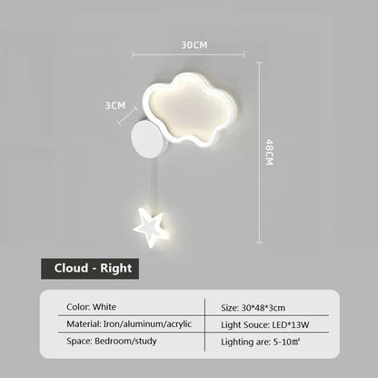 CelestiGlow – Vägglampa med Moln, Stjärnor och Måndesign