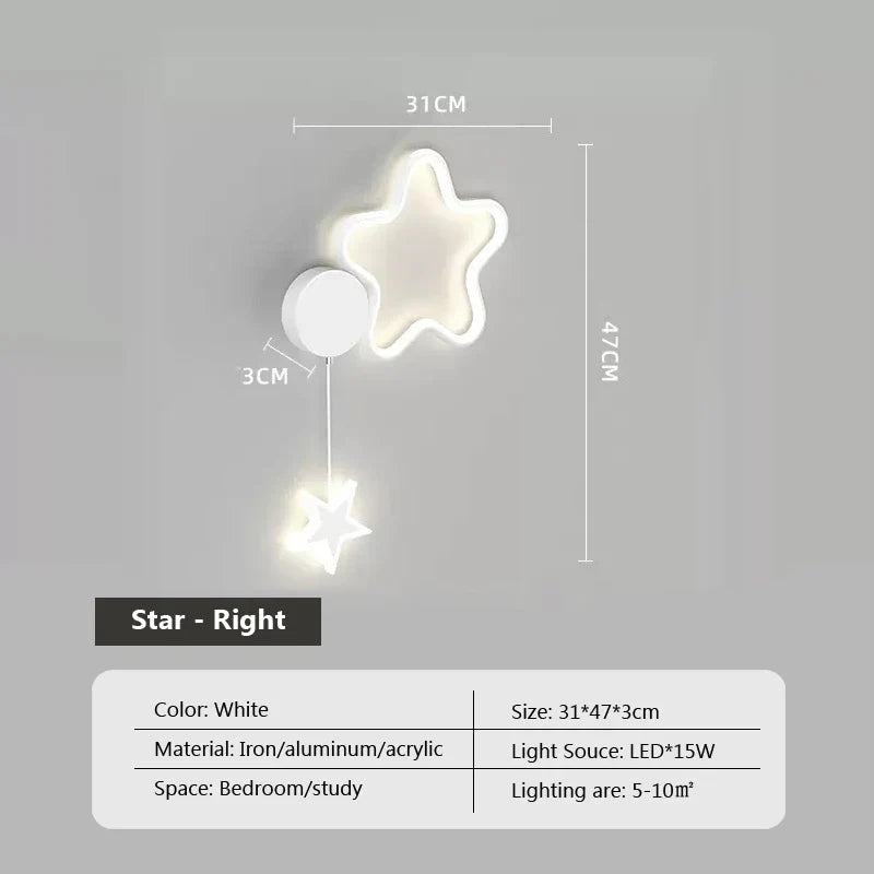 CelestiGlow – Vägglampa med Moln, Stjärnor och Måndesign