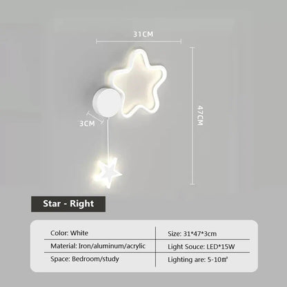 CelestiGlow – Vägglampa med Moln, Stjärnor och Måndesign