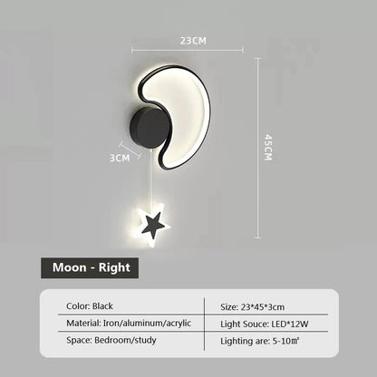CelestiGlow – Vägglampa med Moln, Stjärnor och Måndesign