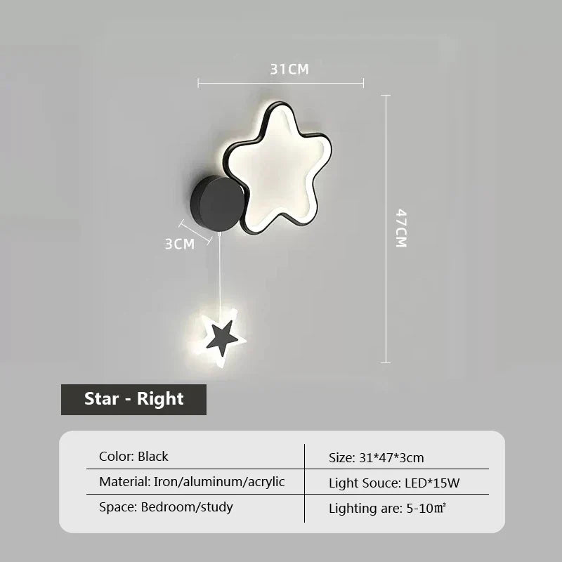 CelestiGlow – Vägglampa med Moln, Stjärnor och Måndesign