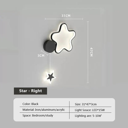 CelestiGlow – Vägglampa med Moln, Stjärnor och Måndesign