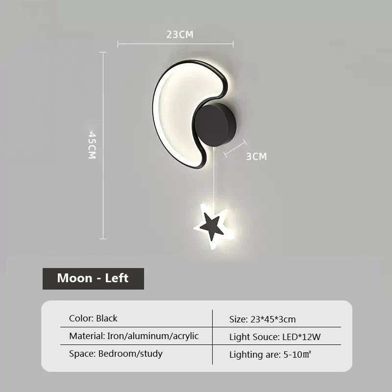 CelestiGlow – Vägglampa med Moln, Stjärnor och Måndesign