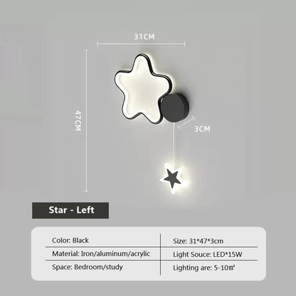 CelestiGlow – Vägglampa med Moln, Stjärnor och Måndesign