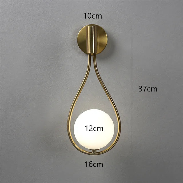 CrystalGleam - Metall Glaskula LED Vägglampa