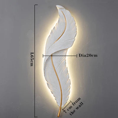 FeatherGlow - Modern Vit Fjäder Vägglampa