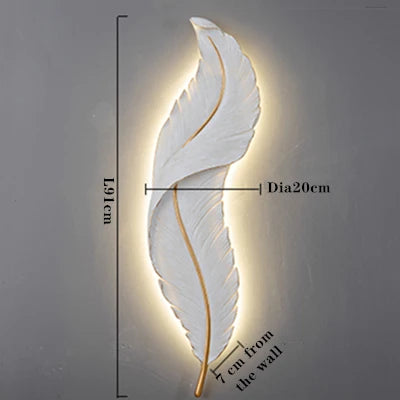 FeatherGlow - Modern Vit Fjäder Vägglampa