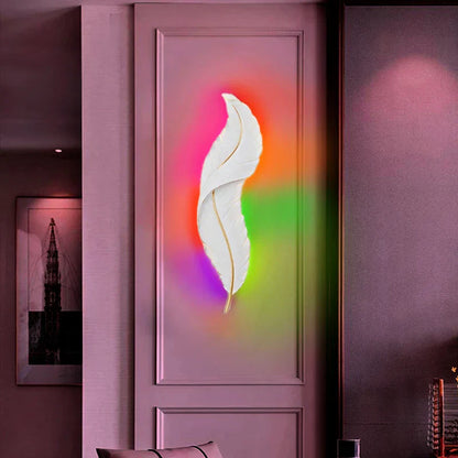 FeatherGlow - Modern Vit Fjäder Vägglampa
