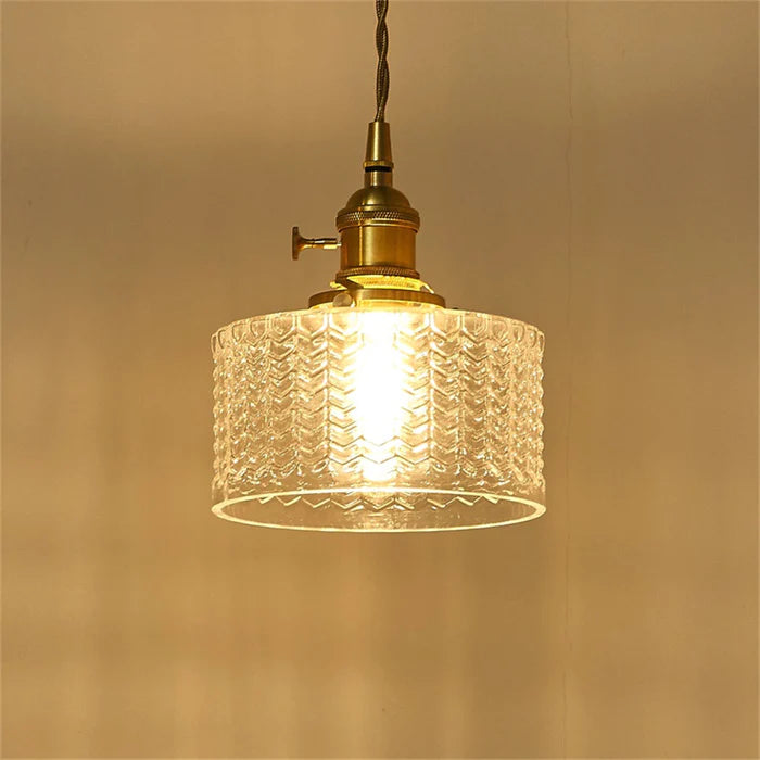 Cylinder Glass Pendant Light | Vintage Elegance | Justerbar Höjd 59" | Varm Glöd för Moderna Hem | Brick by Brick