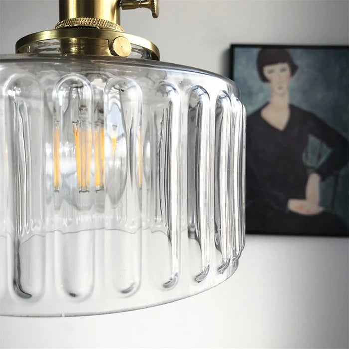 Cylinder Glass Pendant Light | Vintage Elegance | Justerbar Höjd 59" | Varm Glöd för Moderna Hem | Brick by Brick