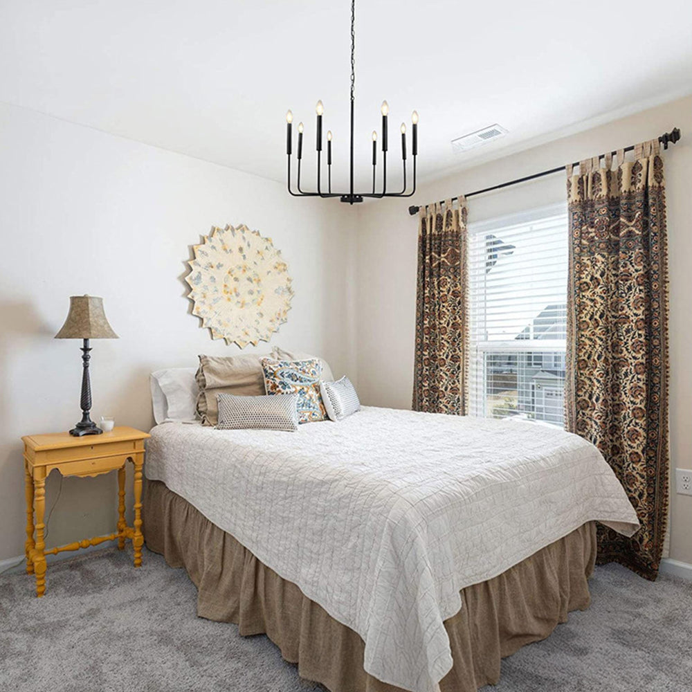 Modern industriell järnljuskrona | 6/8-lampa geometrisk taklampa i svart eller guld | Brick by Brick