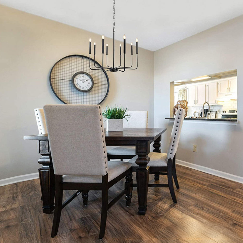 Modern industriell järnljuskrona | 6/8-lampa geometrisk taklampa i svart eller guld | Brick by Brick