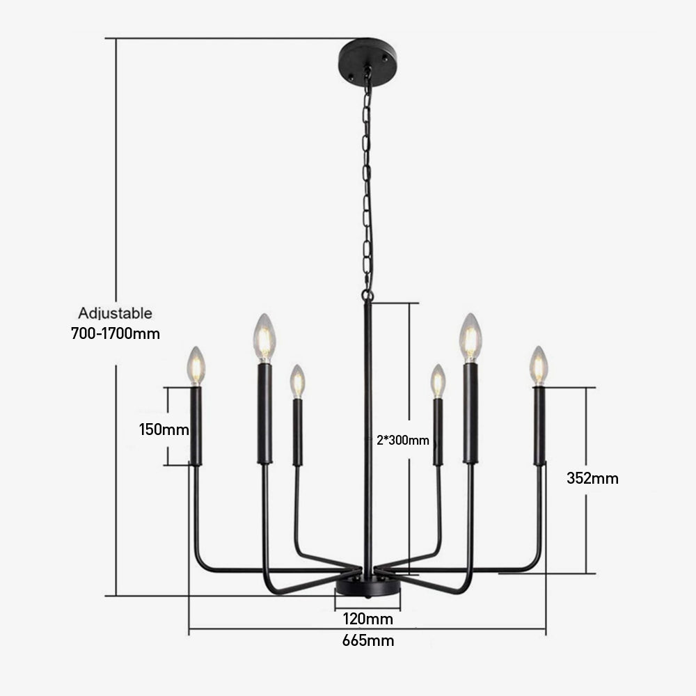 Modern industriell järnljuskrona | 6/8-lampa geometrisk taklampa i svart eller guld | Brick by Brick