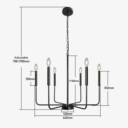 Modern industriell järnljuskrona | 6/8-lampa geometrisk taklampa i svart eller guld | Brick by Brick