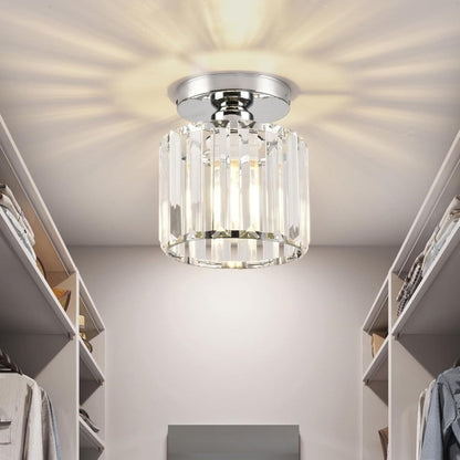 Flush Mount Ceiling Light | Stylish Hallway Fixture | Brass &amp; Crystal