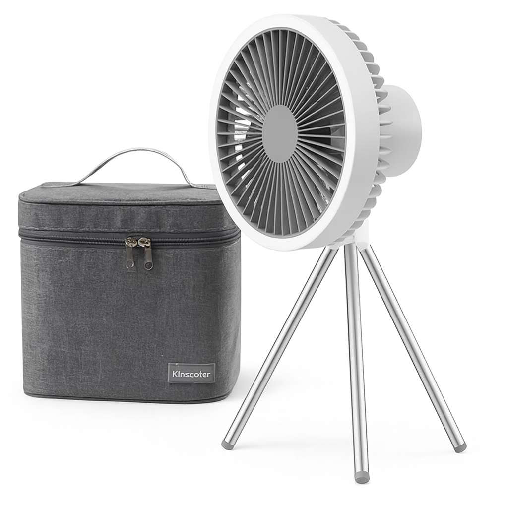Royallure Bärbar Campingfläkt 10000mAh Uppladdningsbar med LED-lampa & Power Bank