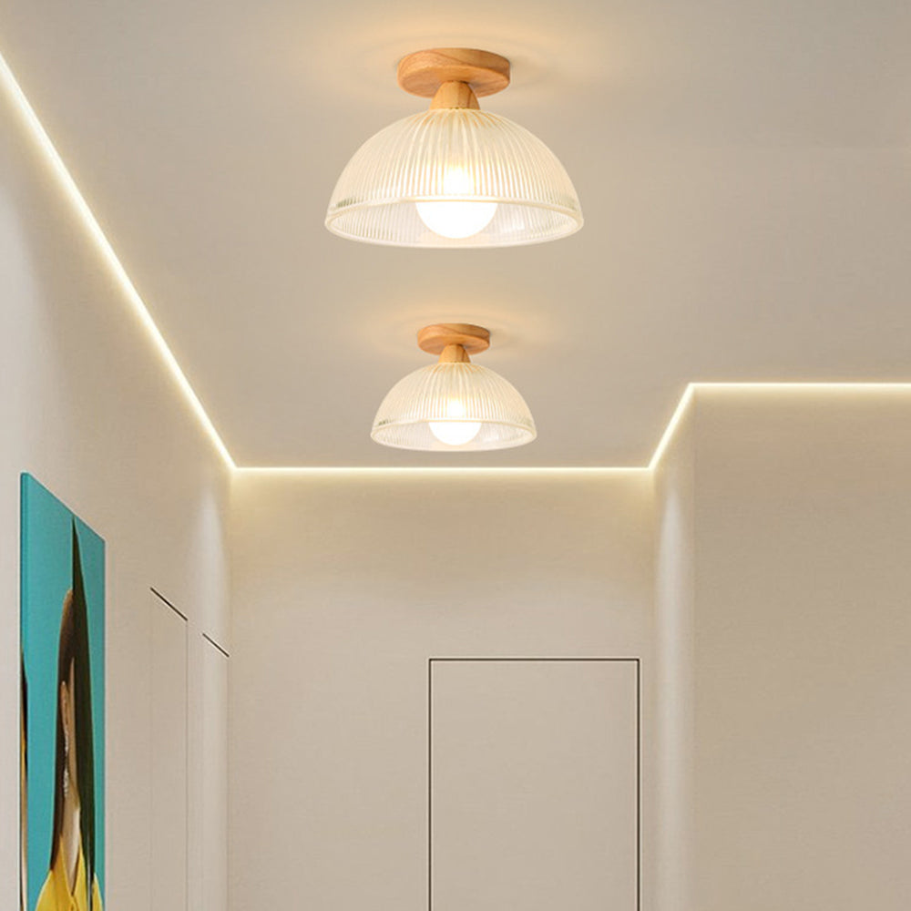 Massivträ och Glas Modern Taklampa