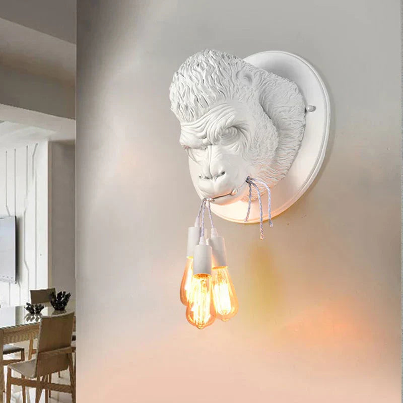 GorillaGlow - Industriell Gorilla Vägglampa med LED för Vardagsrum och Bar