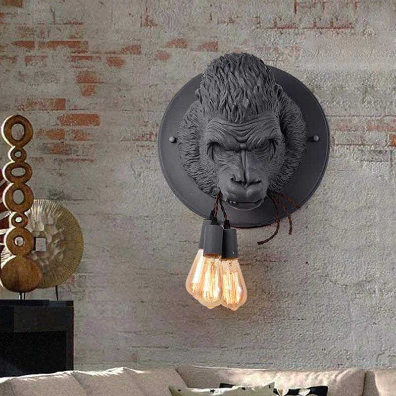 GorillaGlow - Industriell Gorilla Vägglampa med LED för Vardagsrum och Bar