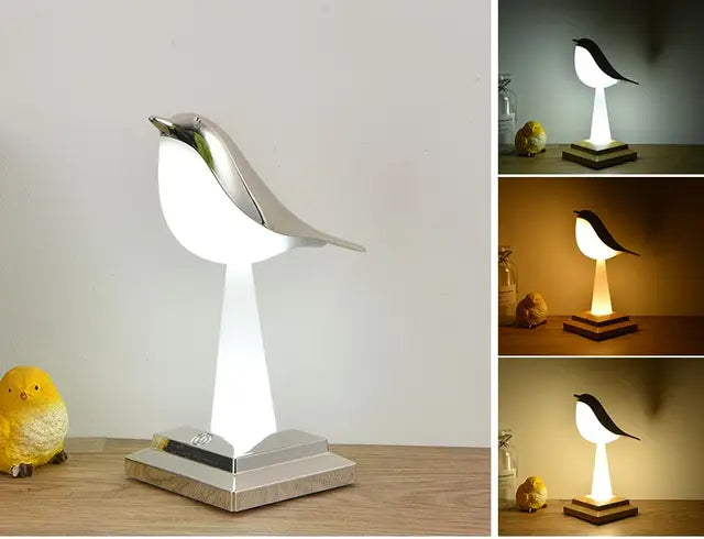 NatureGlow - Elegant fågel bordslampa med LED nattljus