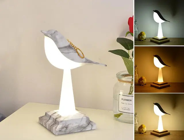 NatureGlow - Elegant fågel bordslampa med LED nattljus