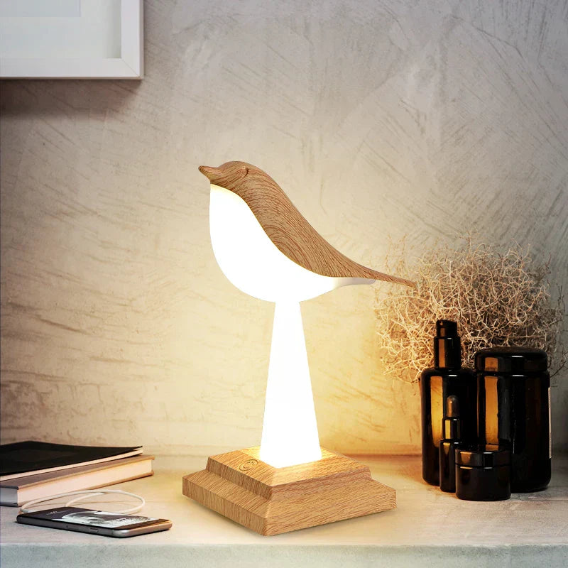 NatureGlow - Elegant fågel bordslampa med LED nattljus