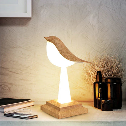 NatureGlow - Elegant fågel bordslampa med LED nattljus