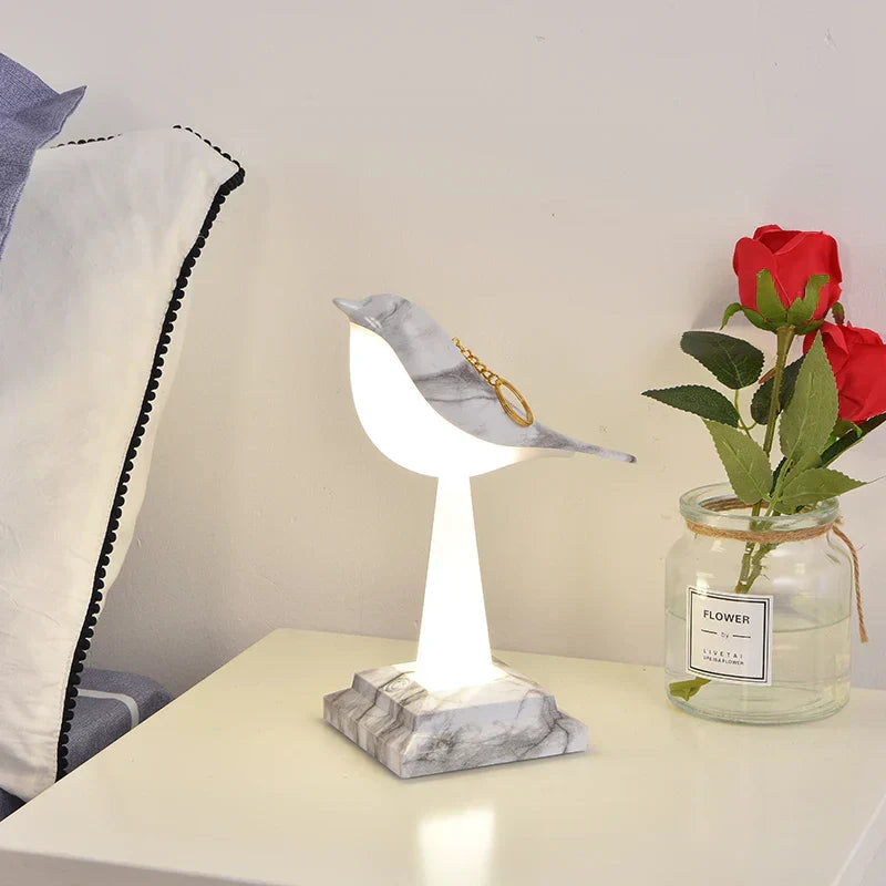 NatureGlow - Elegant fågel bordslampa med LED nattljus