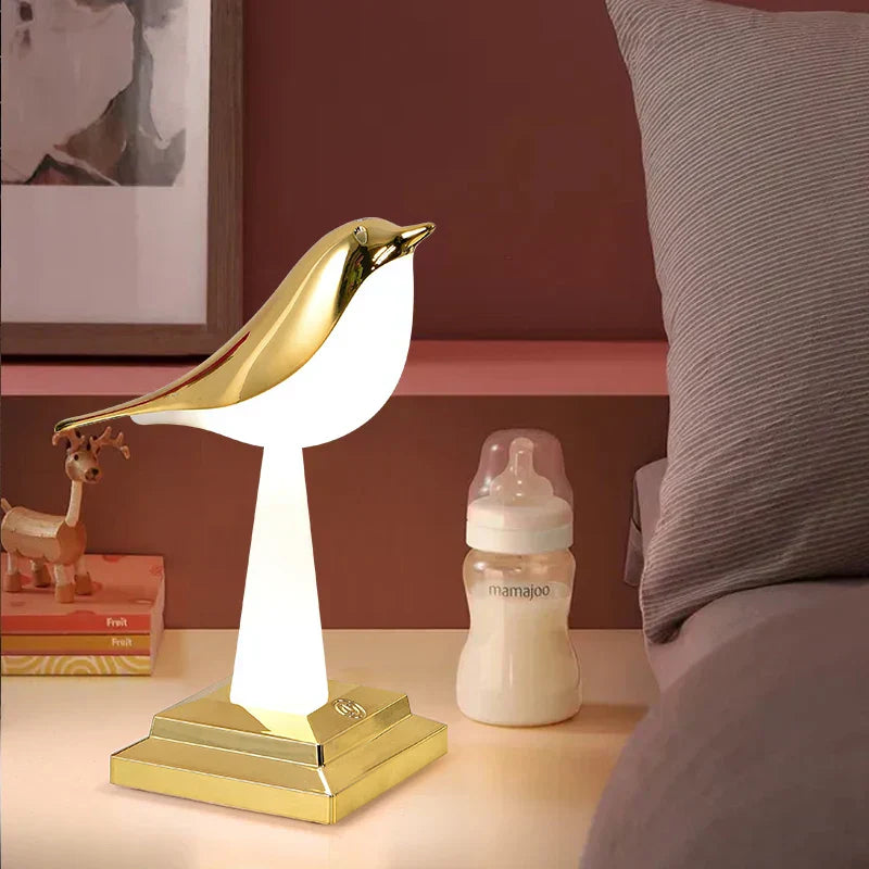 NatureGlow - Elegant fågel bordslampa med LED nattljus