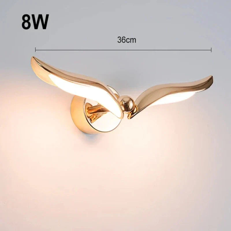 SeagullGlow - Modern vägglampa i måsdesign - LED inomhusbelysning i guld