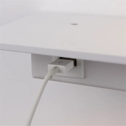 SpaceGlow – Modern LED Vägglampa med Hylla och USB Port