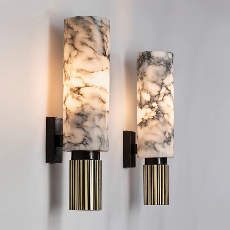 Aura Marmor Vägglampa | Äkta Sten LED Lampa | Varm &amp; Kall Vit | Modern Lyx Belysning